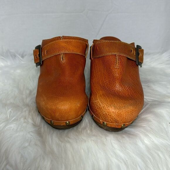 Sanita Vintage  Terra Cotta Leather Wooden Clogs Sz 41/US 10.5-11 - Picture 2 of 6